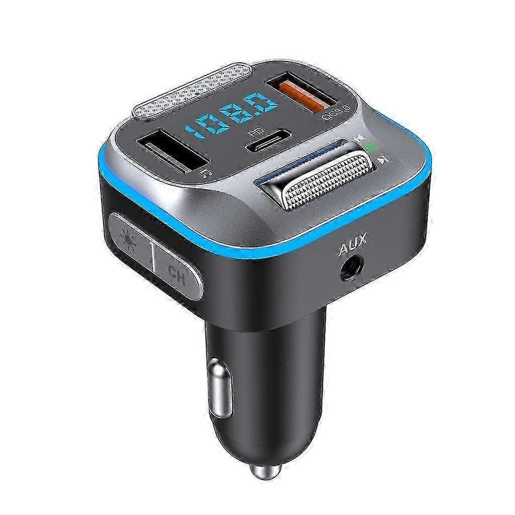 Bluetooth 5.0 FM Transmitter with LED Lights