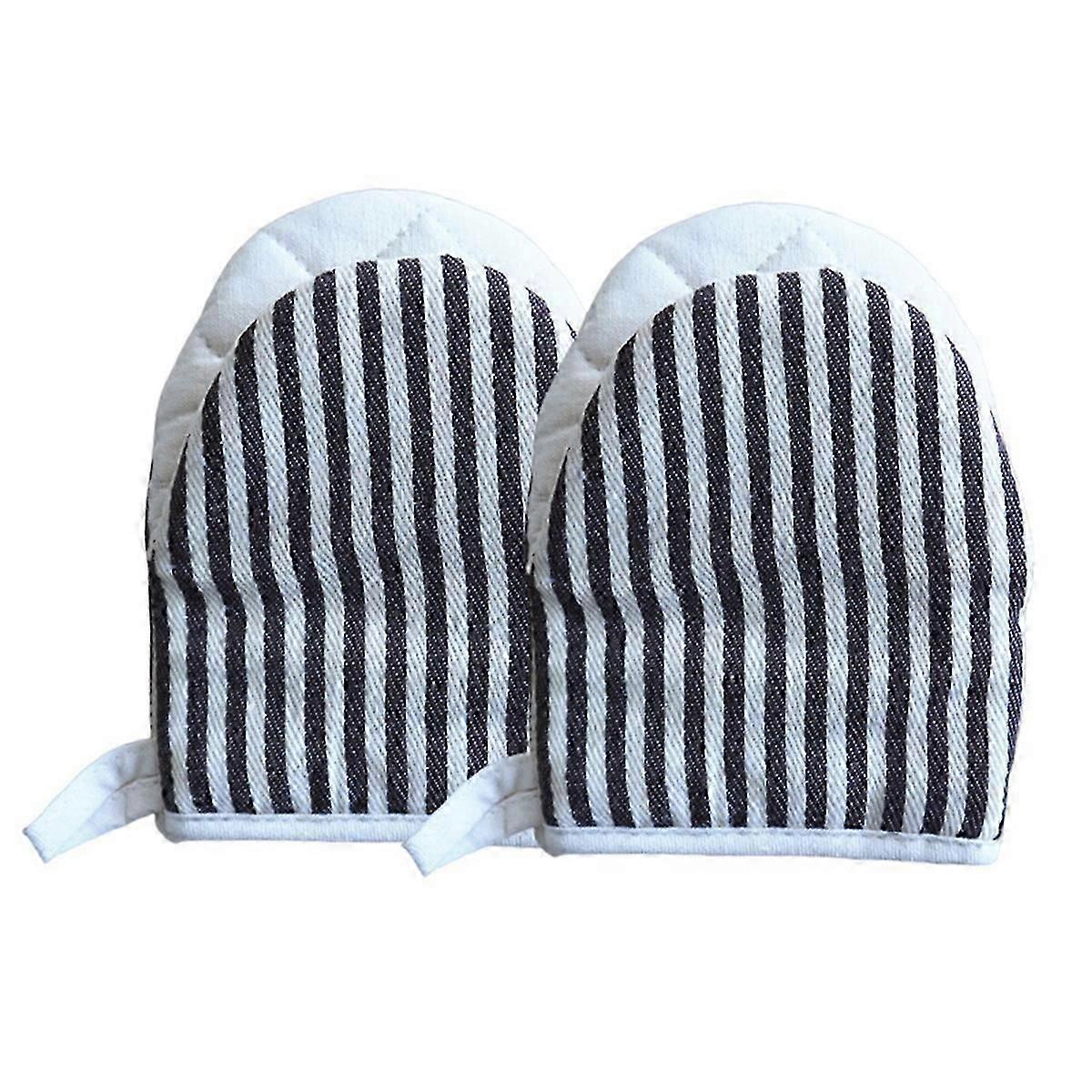 Striped Pattern Duck-Bill Microwave Oven Gloves ,Black