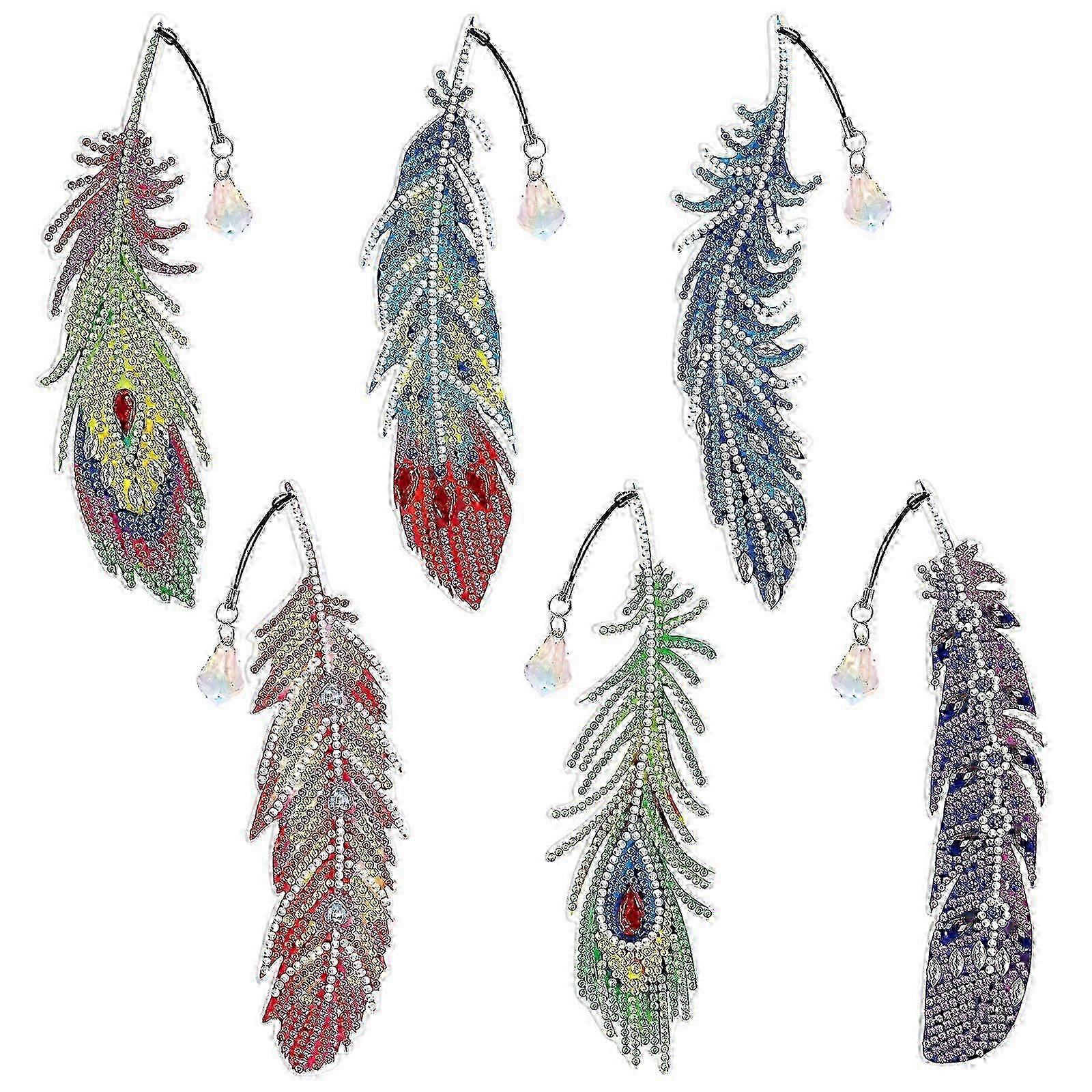 Feather-Shaped 5D Diamond Bookmarks
