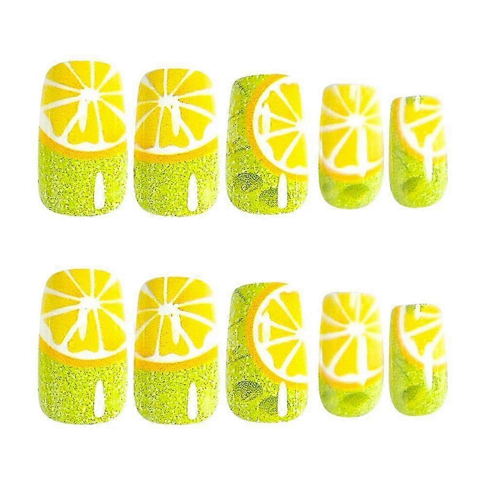 Lemon Slice Coffin Press-On Nails