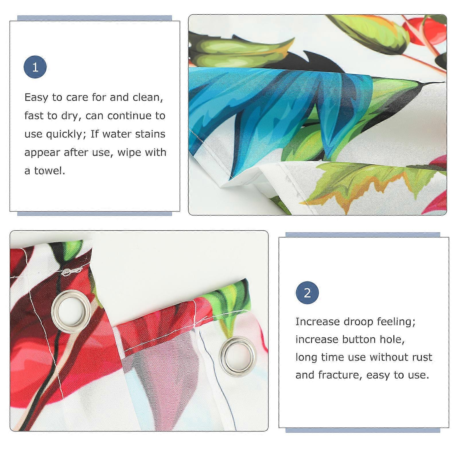 Polyester Shower Curtain for Home Use 5Sets with Flower Print Pattern