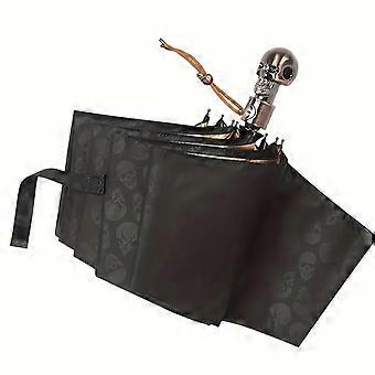 Ombrello automatico - Antivento, ultraleggero, design a tre ante, 8 stecche e motivo in fibra di carbonio, elegante ombrello nero, adatto a uomini e donne