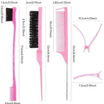 12 Pieces Hair Brush Set, Nylon Teasing Hair Brushes 3 Row Salon Teasing Brush, Double Sided Hair Edge Brush Smooth Comb Grooming, Rat Tail Combs with