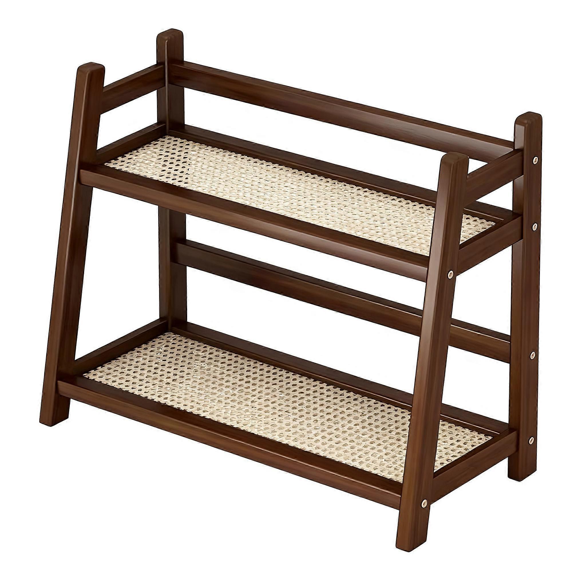 Double-Layer Hardwood Matcha Shelf