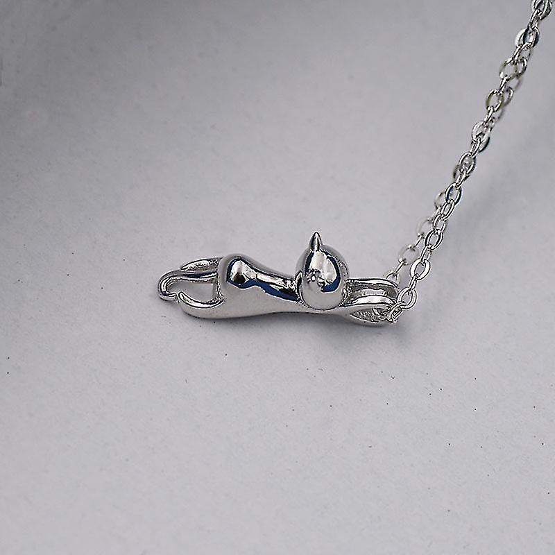 925 Sterling argint drăguț agățat Cat Lover Matte Surface / netedă pandantiv colier