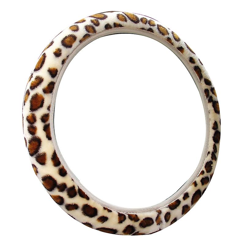 Vintervärmare Leopard Soft plysch elastiskt halkskyddande bilrattskydd