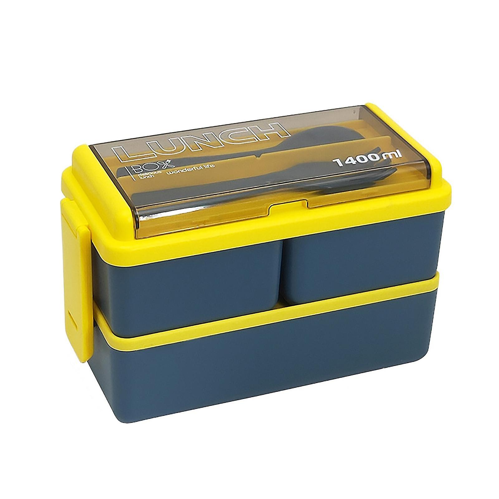 1400ml Food Container Double-layer Microwave Safe Bpa-free Bento School Kids Lunch Box For Picnic
