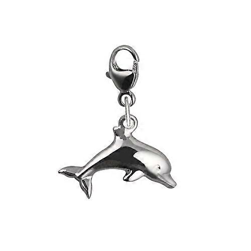 Silver 9x19mm leaping Dolphin Charm on a lobster trigger