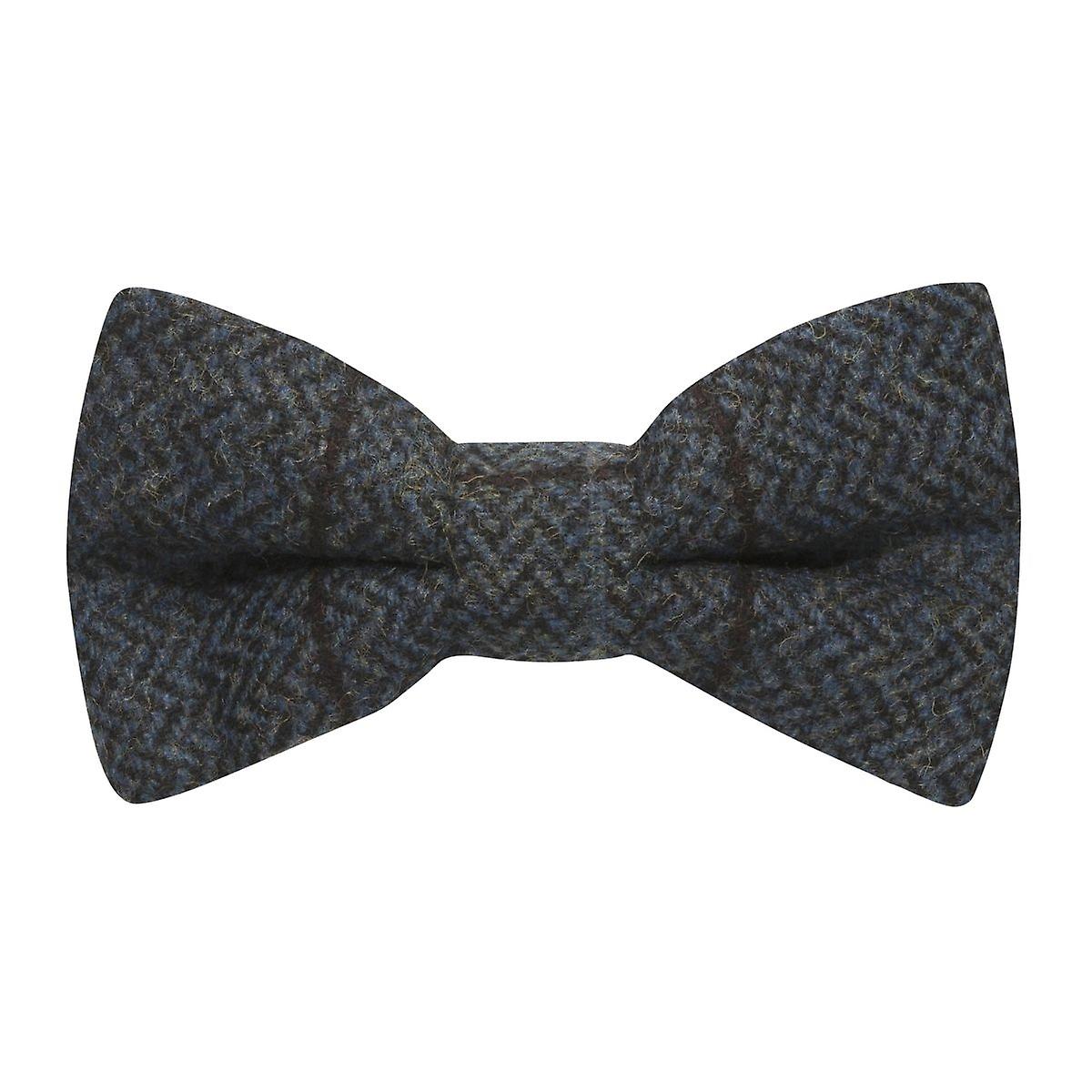 Aegean Blue Herringbone Check Bow Tie
