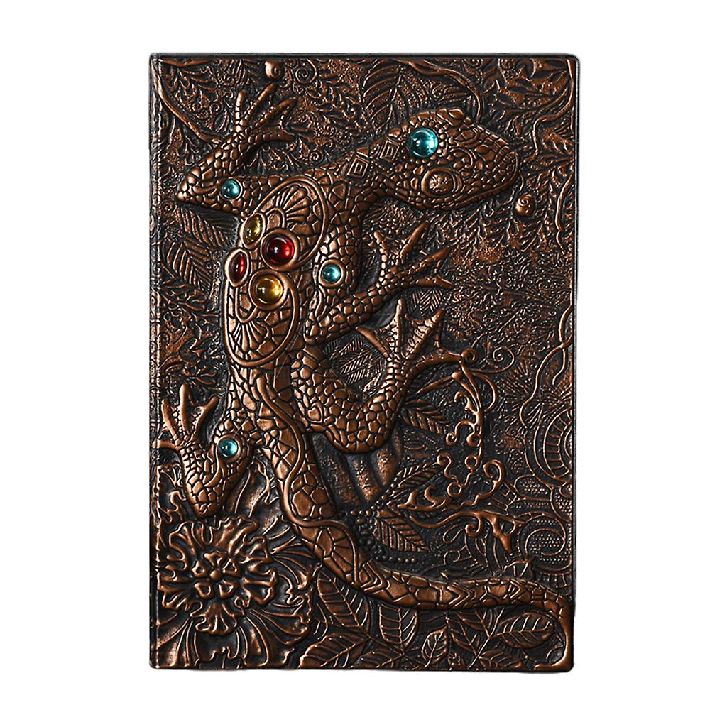 Antique Leather Notebook Hardcover Notepad Memobook with Ribbon Page Tag Lined
