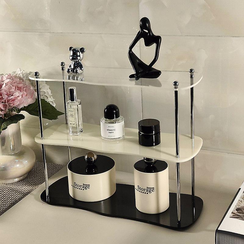 Table Shelf Three Layer Acrylic Perfume Shelf High Level Modern Irregular Wave Home Organization And Storage Desk Organiser