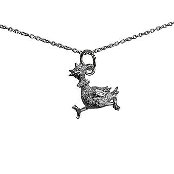 Silver 17x15mm Hen Pendant with a rolo Chain 24 inches