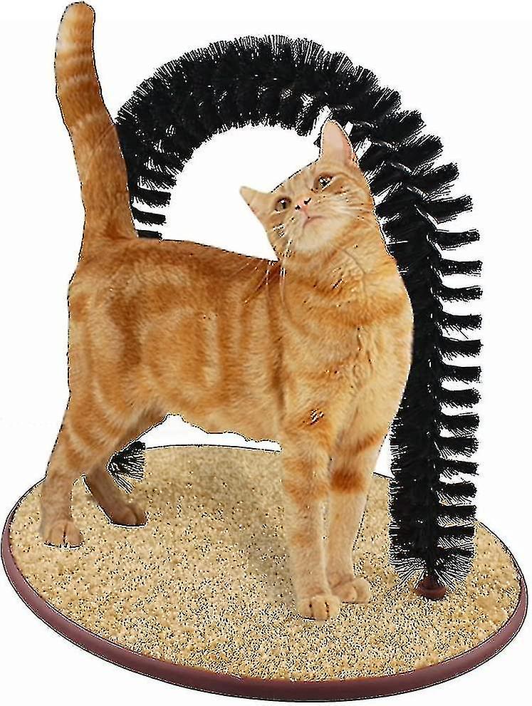 Cat Grooming Arch With Bag Of Catnip - Scratcher And Massager Post Reduces Shedding