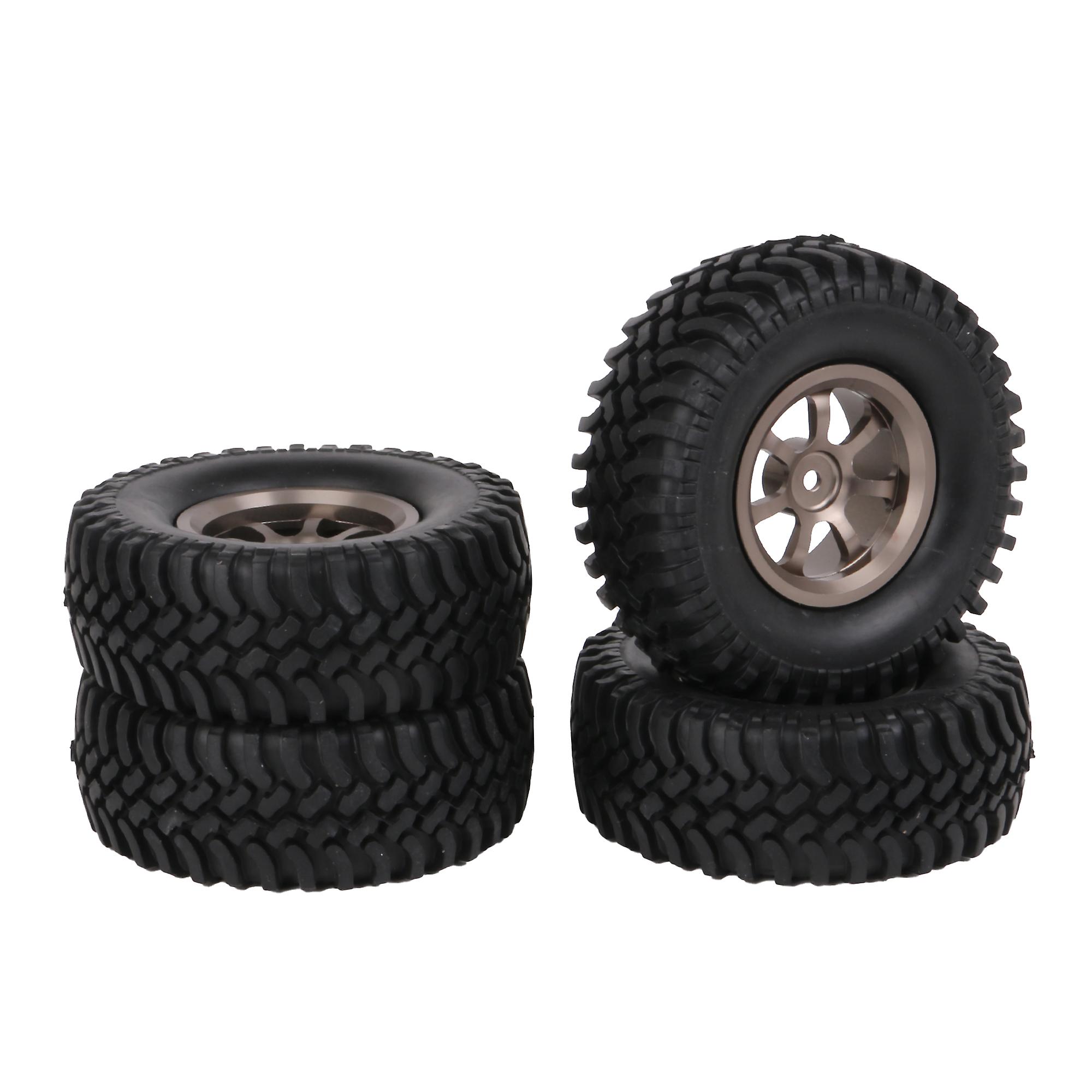 4 Pcs Rubber Tyres and 7-Spoke Wheel Rims for RC1:10 Class Rock Crawler