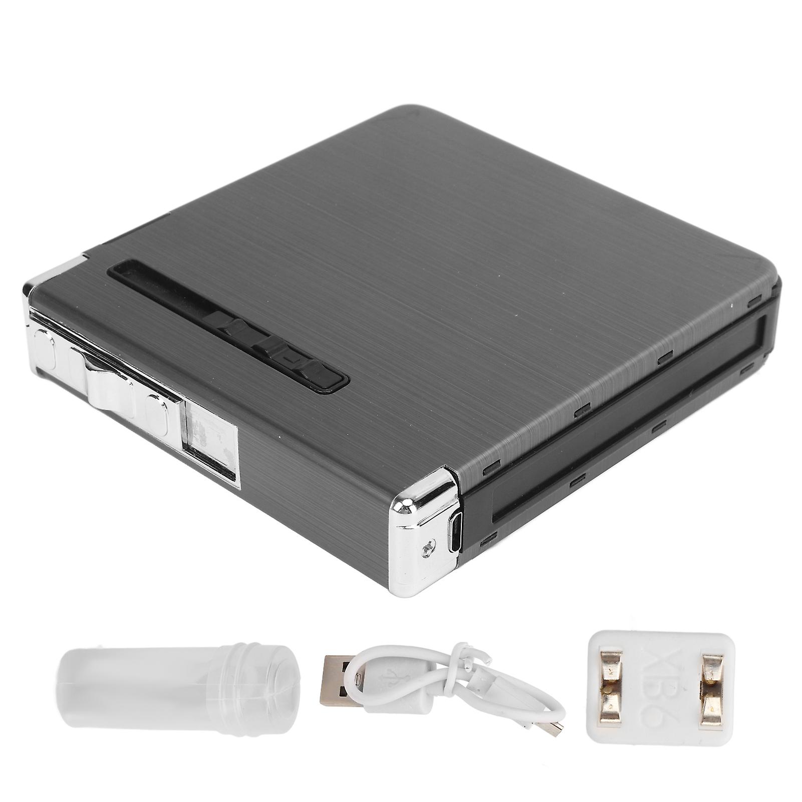 USB Rechargeable Cigarette Case with Lighter for Men Women, Ideal for Smokers, Black Wire