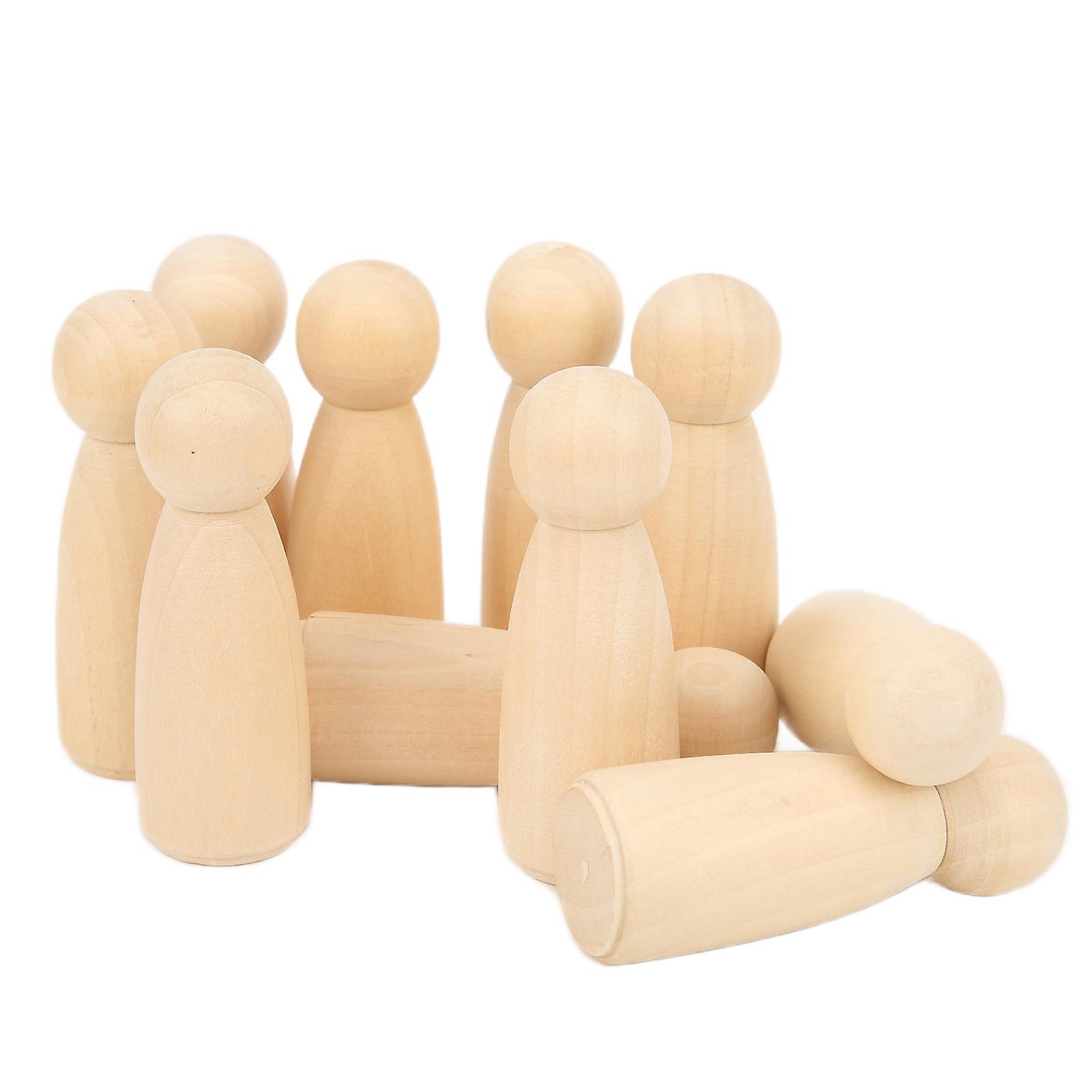 10 Pcs 75mm (3inch) Wooden Peg Dolls Safe No Burrs Hands-on Skills Development DIY Accessories for Decoration (Girls)