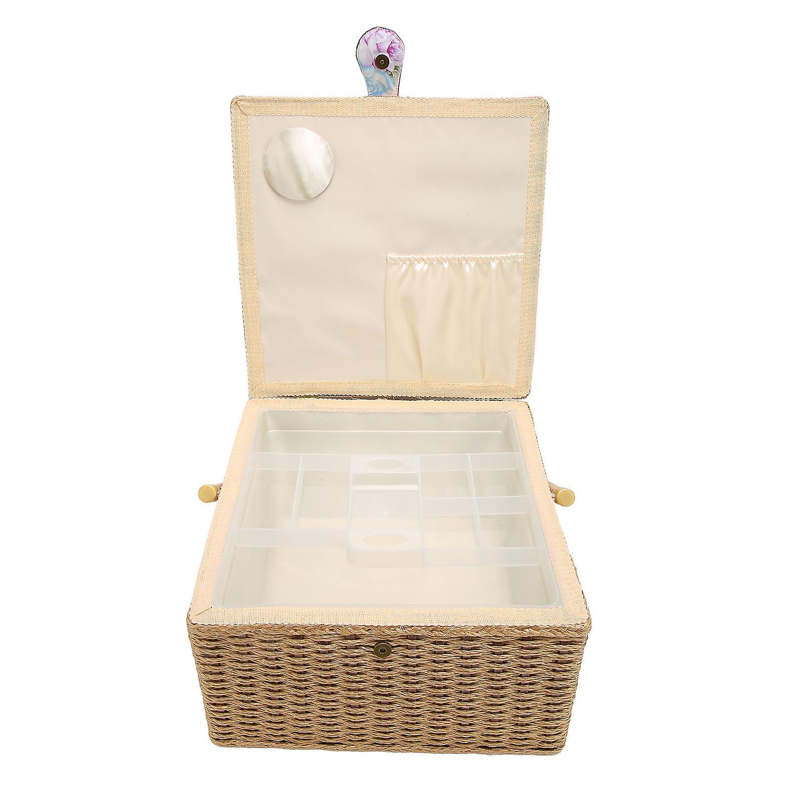 Sewing Basket Large Capacity Lightweight Portable Sewing Storage Box with Removable Tray 