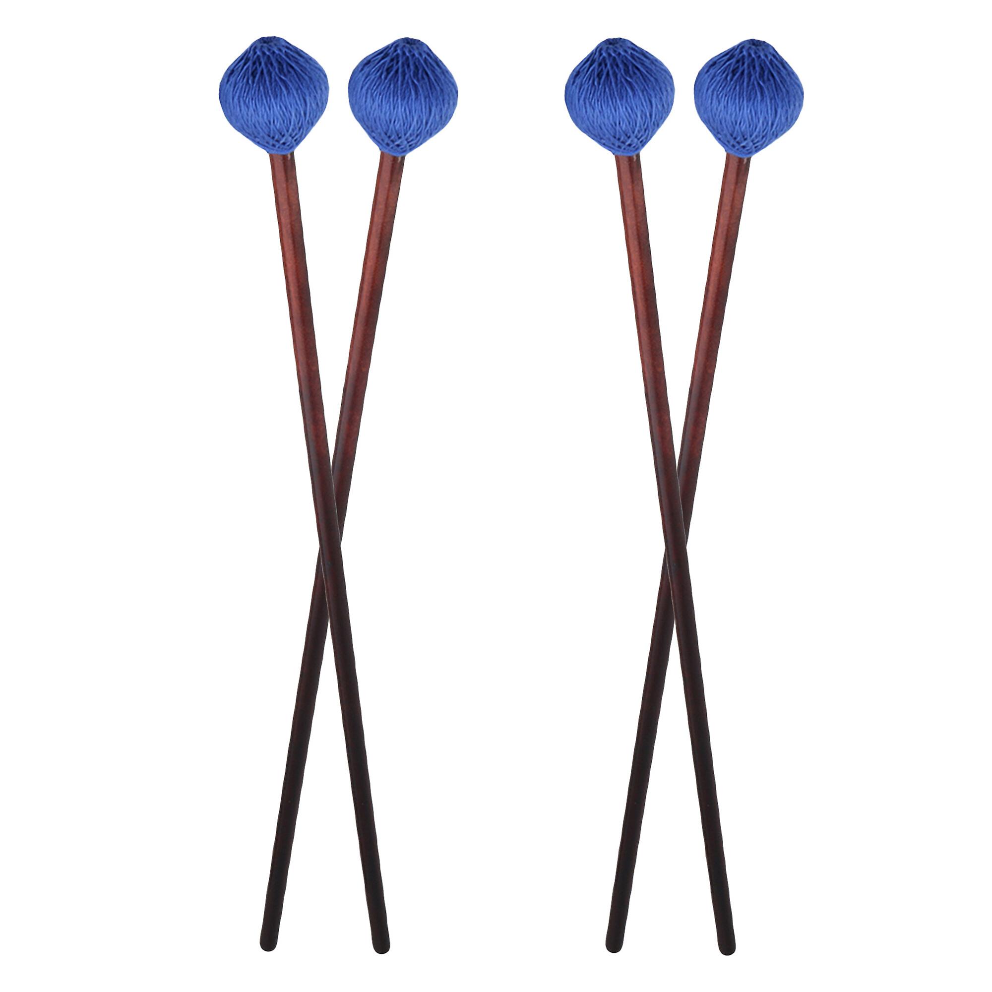 4 Pcs Soft Yarn Head Marimba Mallets 33mm Dia 16.77Inch for Practice Blue