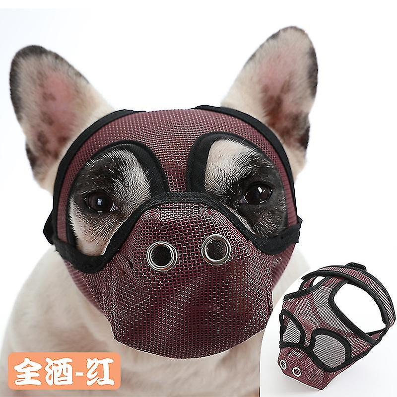 Short Snout Dog Muzzles,bulldog Muzzle Adjustable Breathable Mesh Dog Muzzle For Briting Chewing