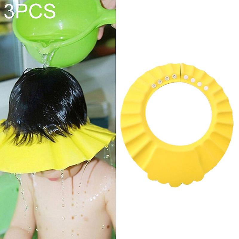 5 PCS Safe Baby Shower Cap Kids Bath Visor Hat Yellow+wave