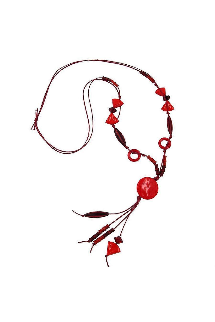 Necklace Plate& Beads Red 90cm - Gl04368