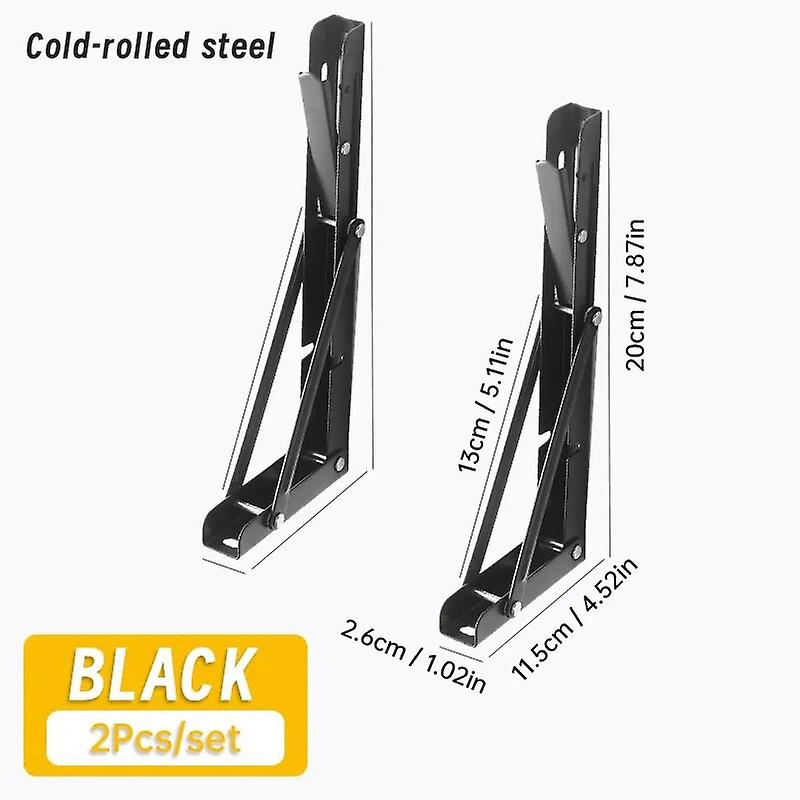 8inch 2pcs Heavy Duty Folding Shelf Brackets Triangle Straight Billy Bracket Wall Mounted Bench Table with Screws