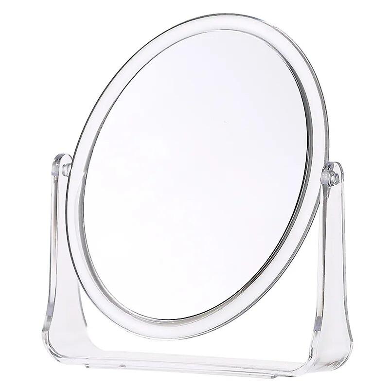 Transparent double sided rotatable tabletop makeup mirror square oval tabletop mirror makeup tools~18240