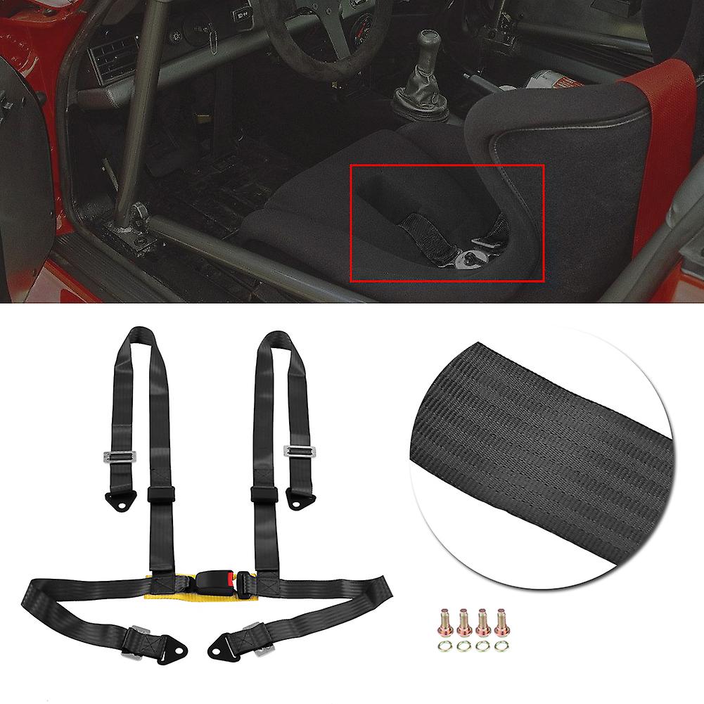 2inch 4-Point Racing Car Safety Seat Belt Harness with Cam Lock & Adjustable Strap Black