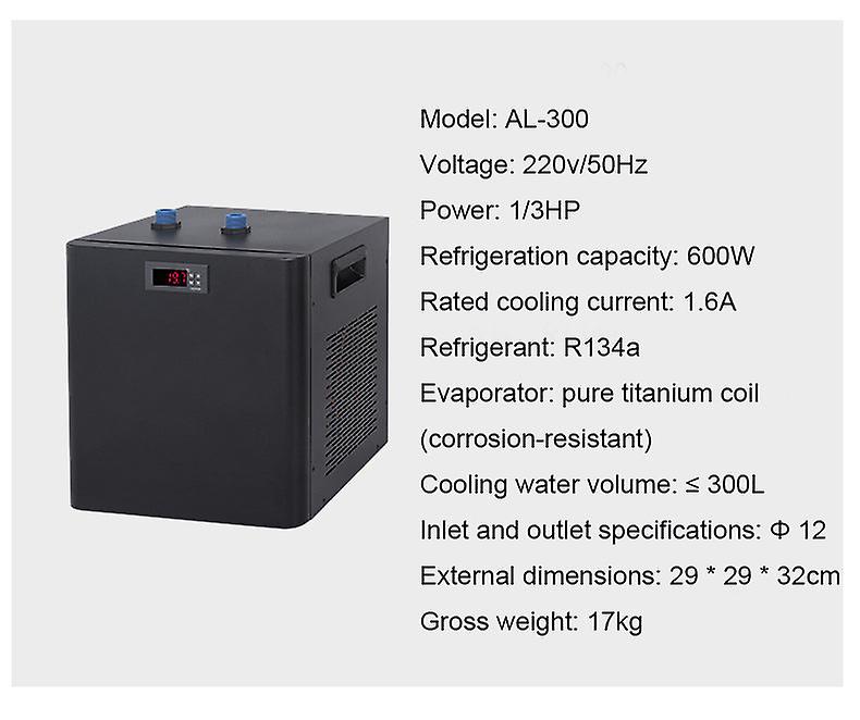 Aquarium 1/3 Hp Water Chiller Hydroponics System Quiet Compressor Cooling Home Use Saltwater Freshwater Fish Tank