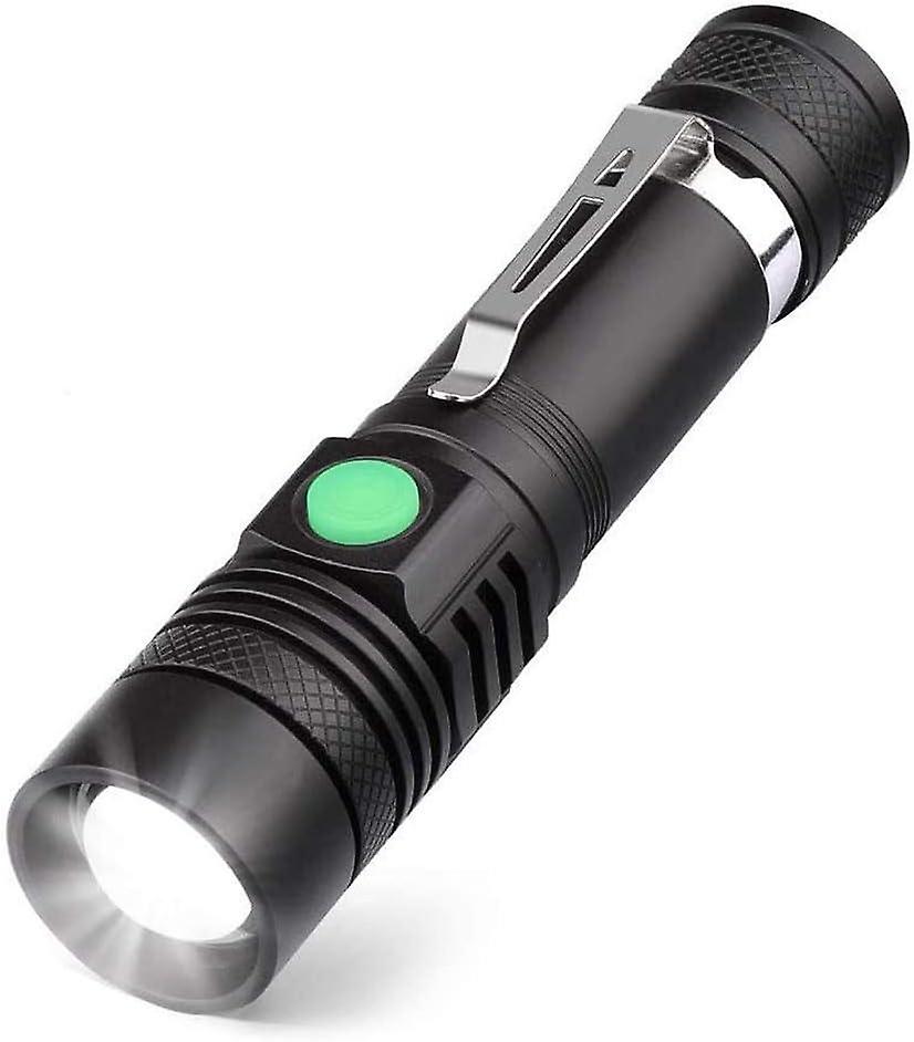USB Rechargeable LED Flashlight, 600 Lumens Flashlight, IP65 Waterproof, 4 Light Modes, Zoomable Fla