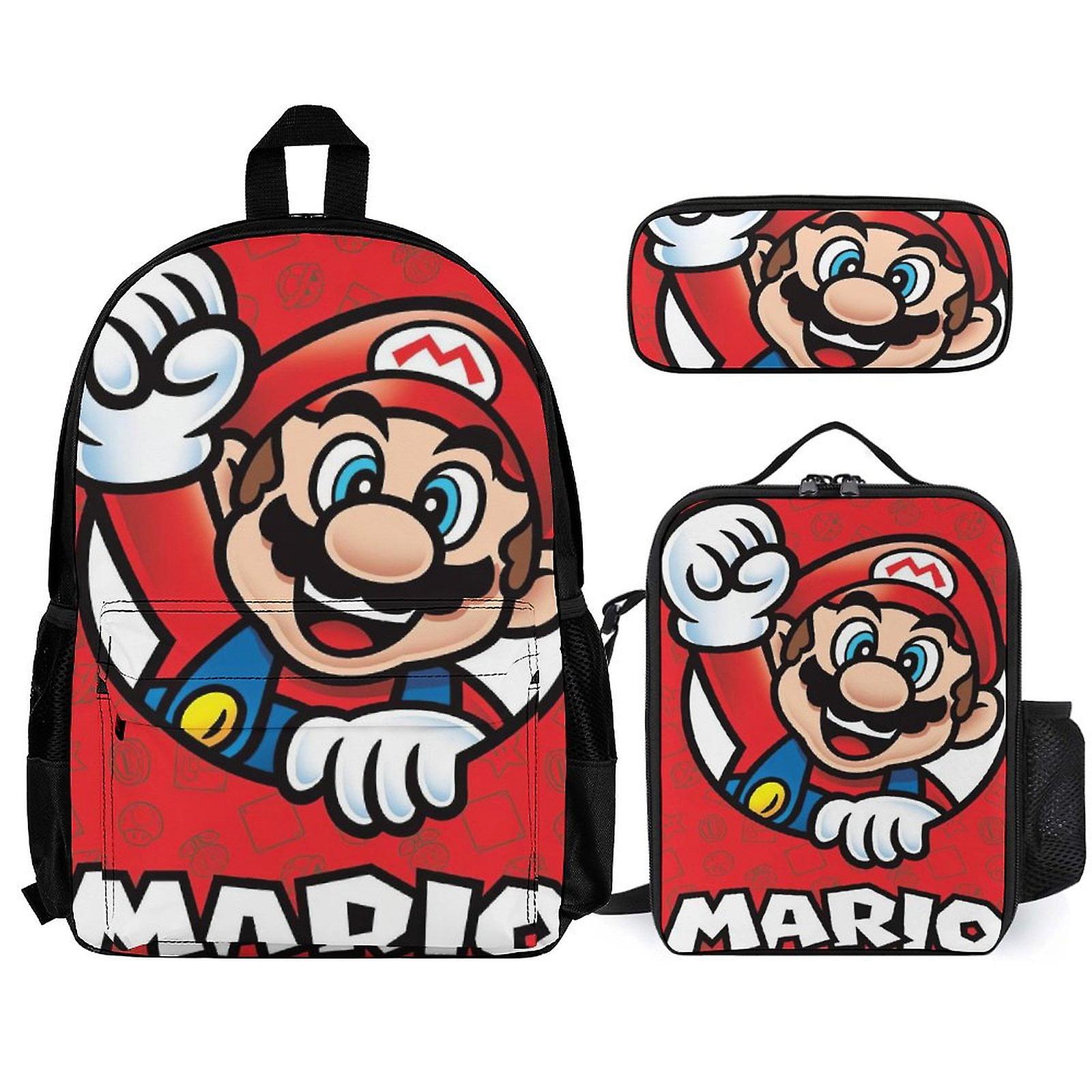 Super Mario Backpack Set, Backpack with Lunch Box And Pencil Case 3pcs Set