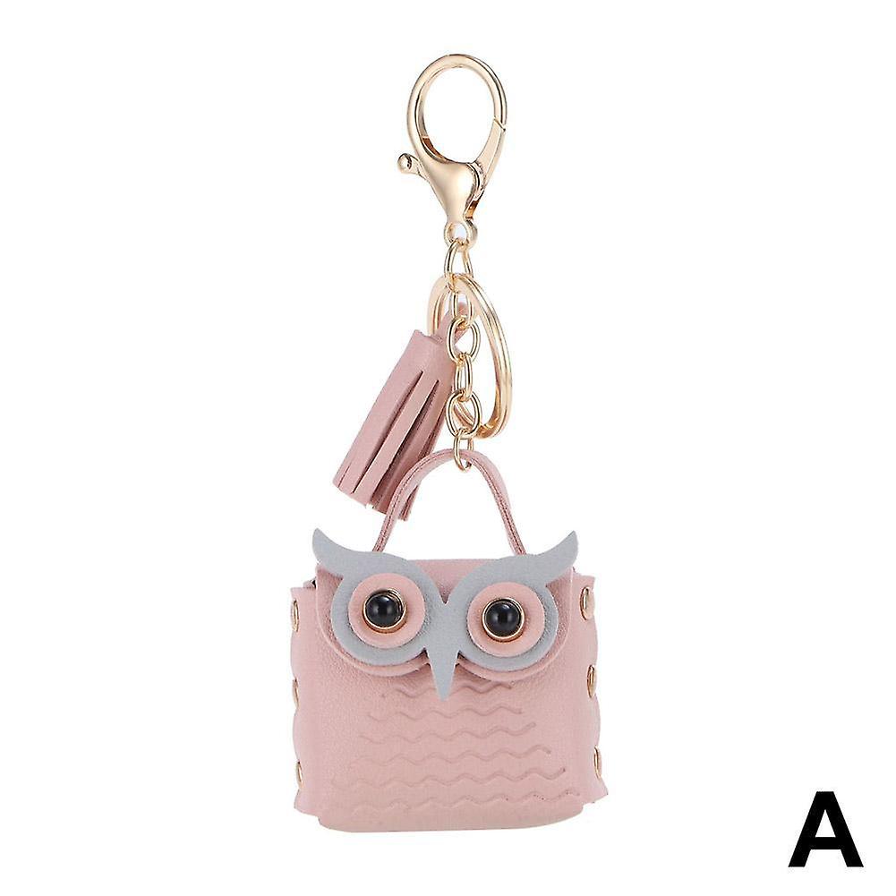 MultiPurpose Cute Mini Bag Keychain,Cute Owl Mini Bag,PU Leather Owl Tassel Bag
