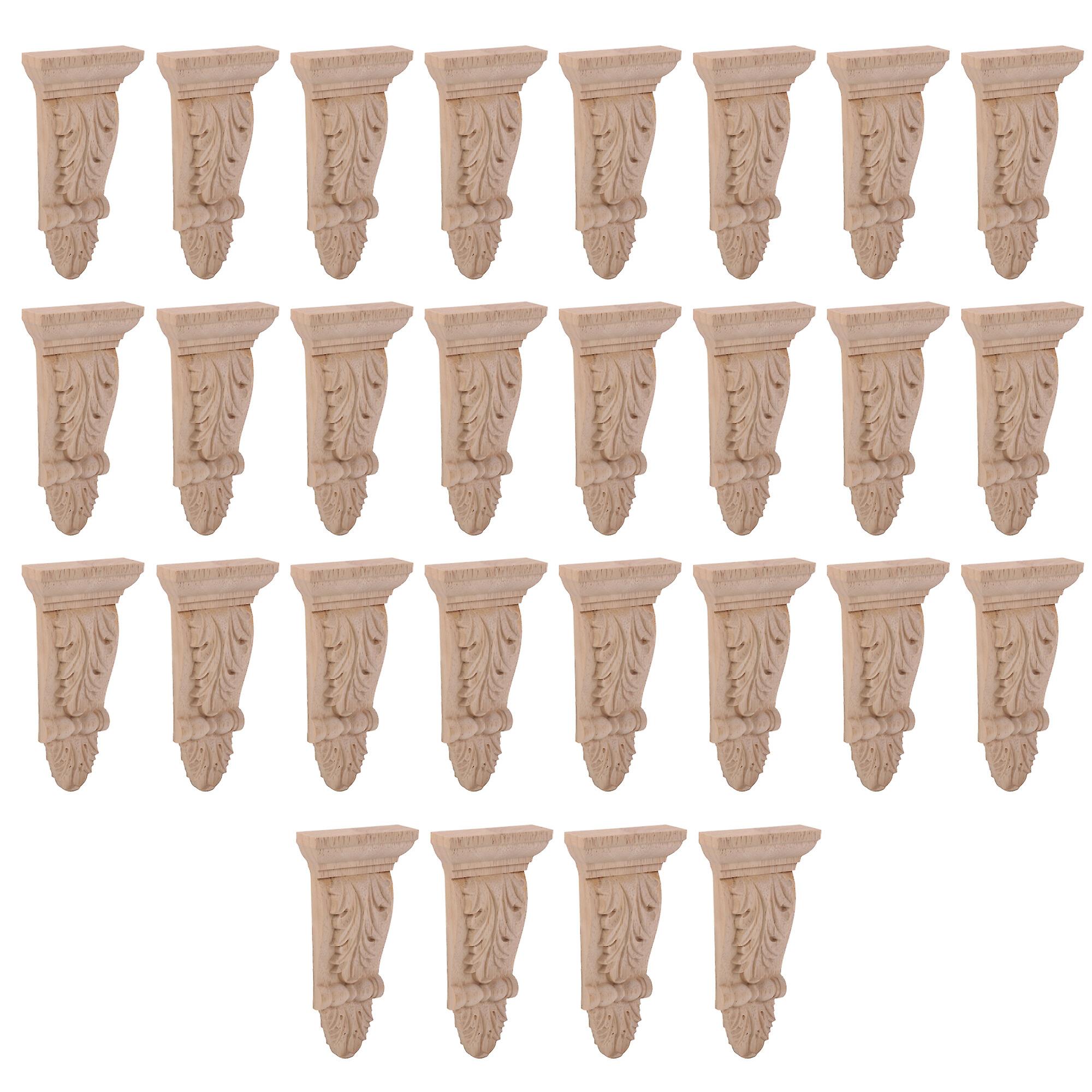 28 Pcs Unpainted Solid Wooden Carved Corbel Column 3.15Inchx0.98Inchx6.3Inch F46