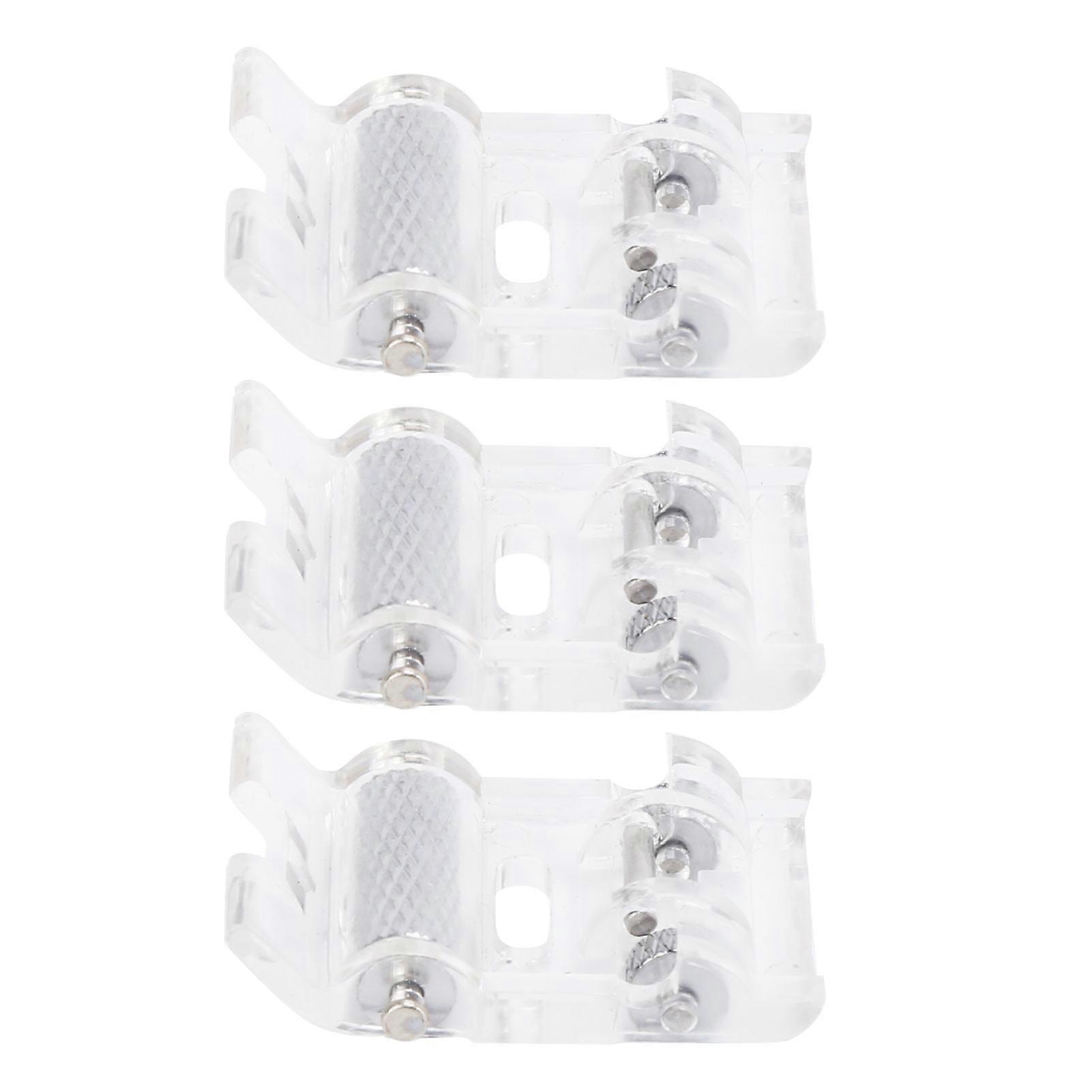 3pcs Roller Foot Presser Transparent Plastic Practical Easy Use Sewing Essential Tool