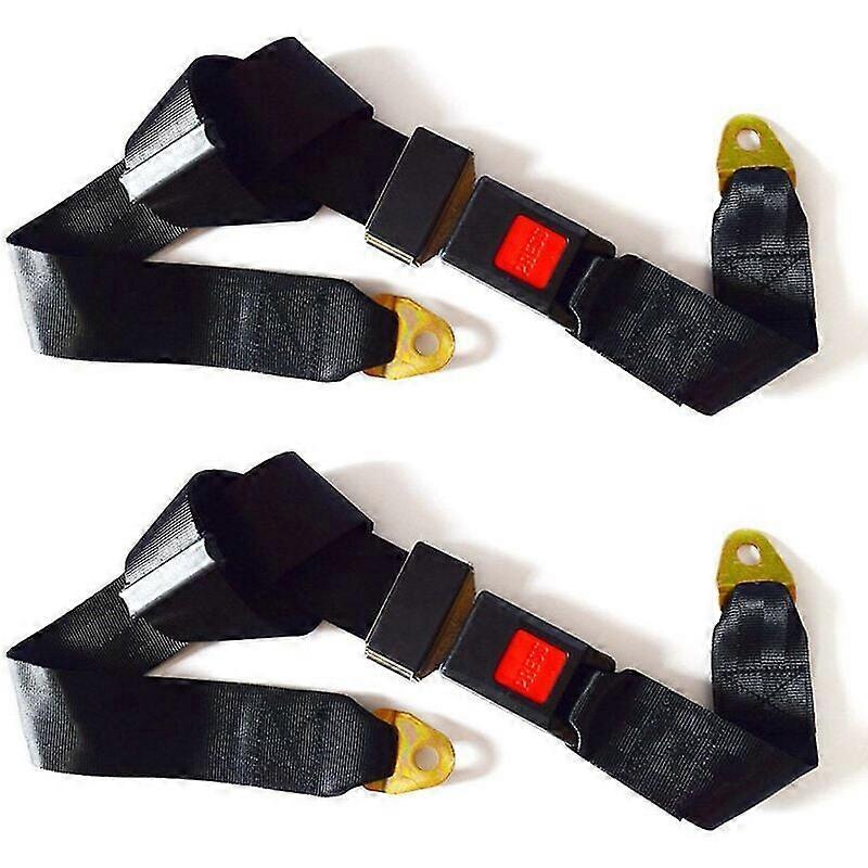 Set of 2 universal adjustable 2 point safety harness seat belts single double -