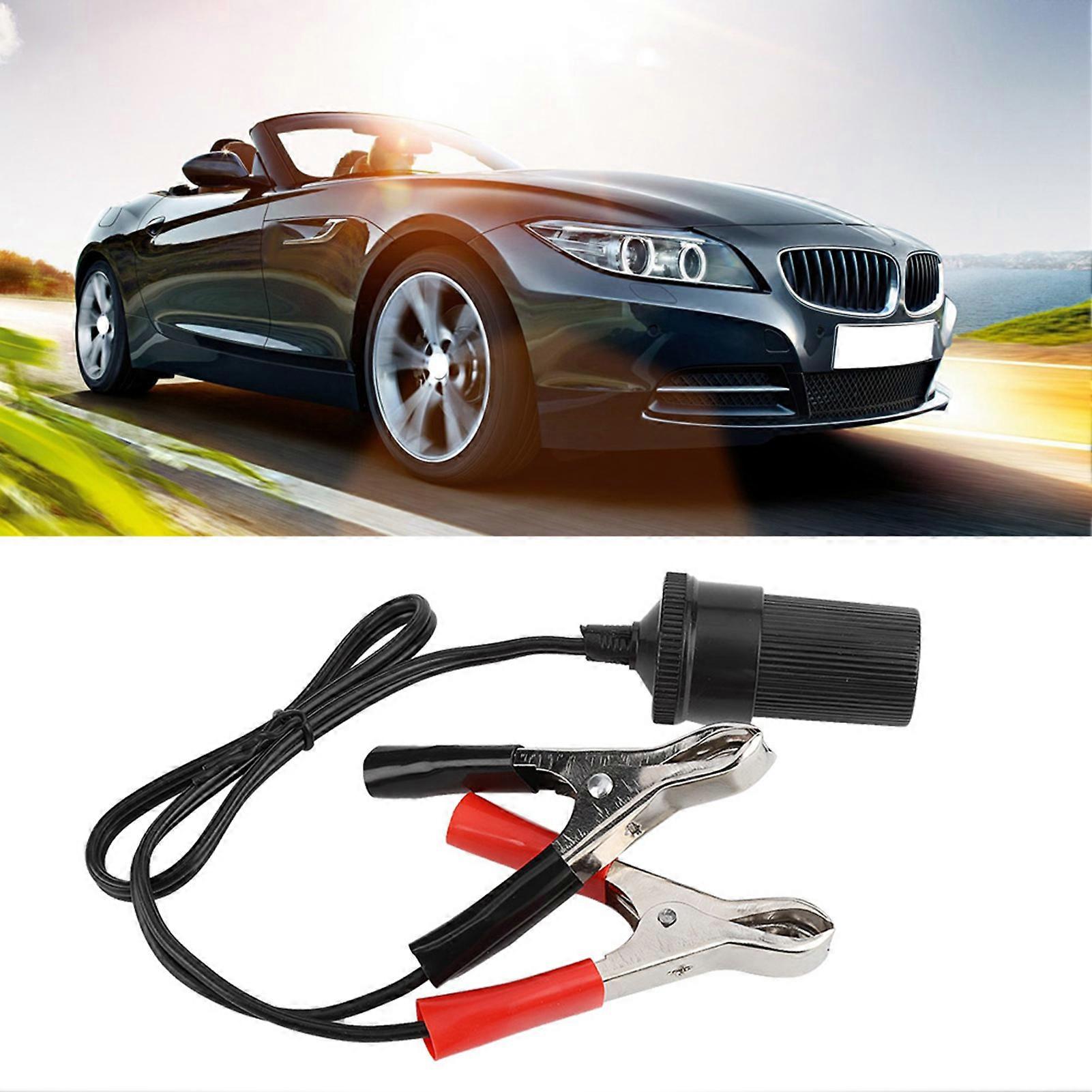 12V Car Battery Clip Adapter with Cigarette Lighter Socket for Travel Charging