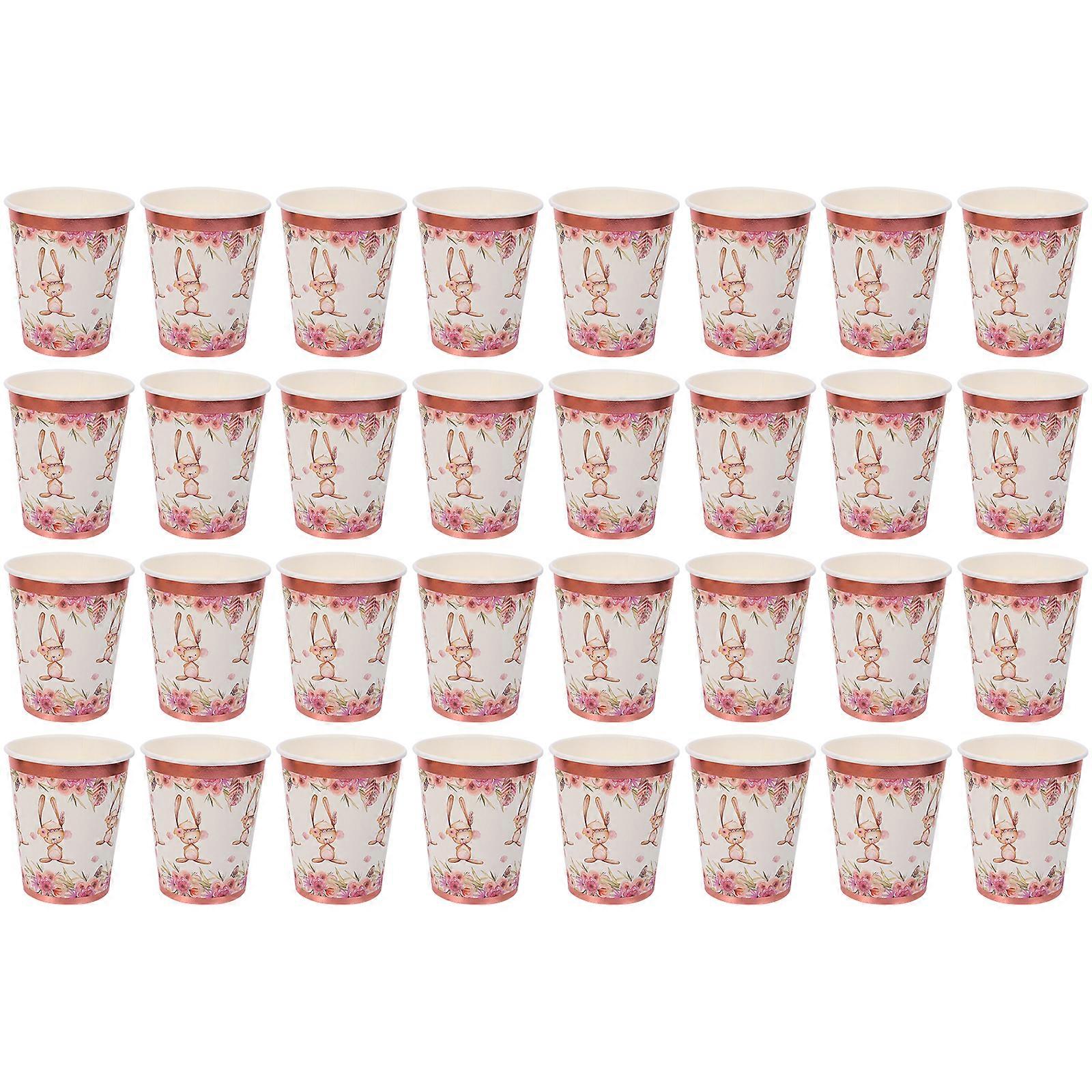 4 set/32pcs Disposable Tableware Easter Party Decoration Bronzing Paper Cup