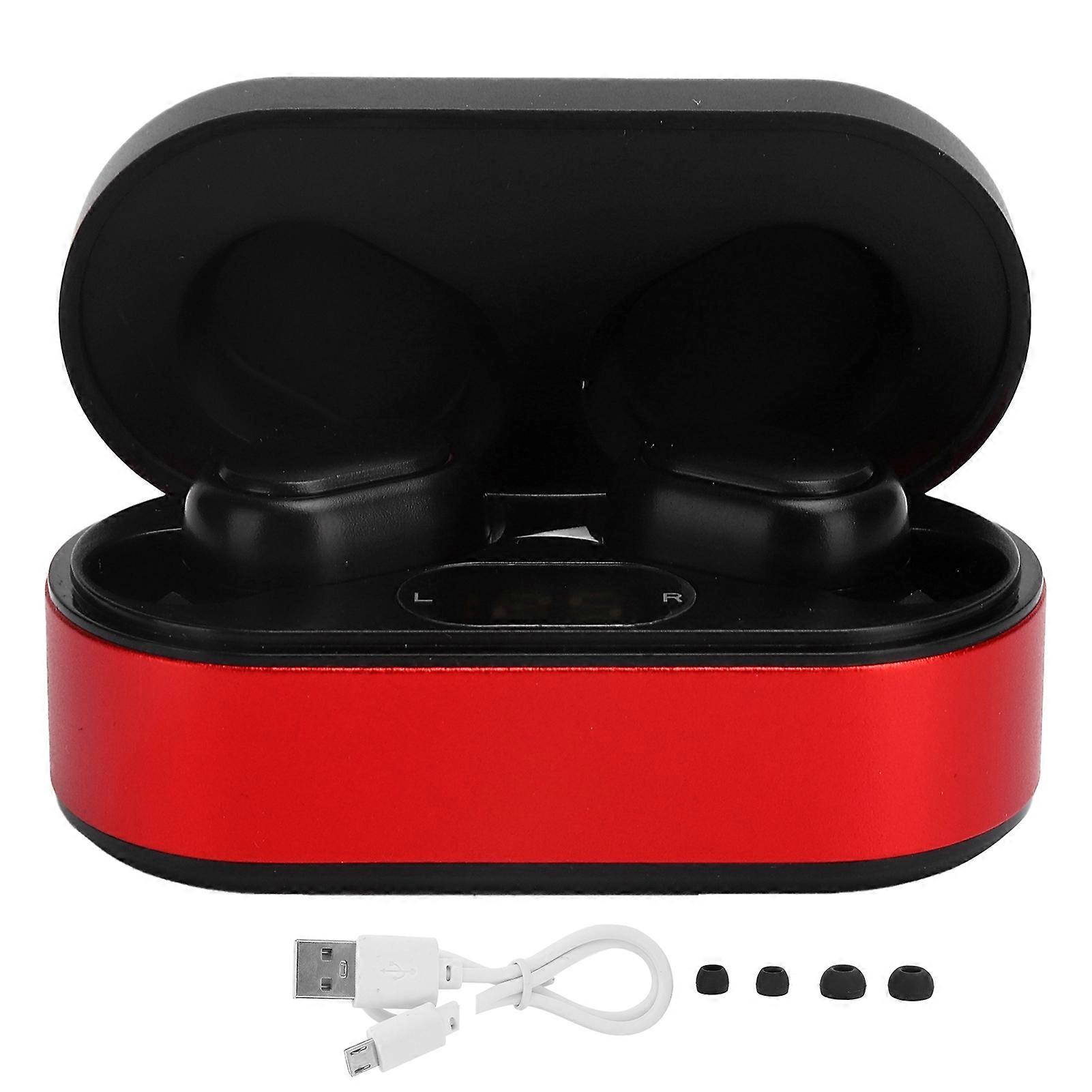 V3 Tws Bluetooth Headset 5.0 Wireless Intelligent Noise Reduction Led Earphone Earbuds For Music Black Red