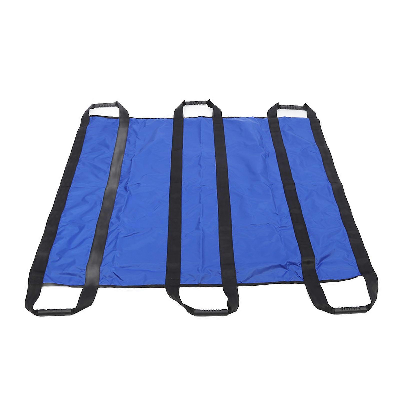 Positioning Bed Pad 6 Reinforced Handles Reusable Breathable Waterproof Transfer Sheet Blue