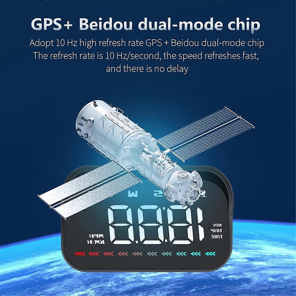 Auto-Heads-up-Display, GPS-Tachometer, Universal-Auto-HUD mit Geschwindigkeit MPH, Kompassrichtung, Übergeschwindigkeitsalarm HD-Display