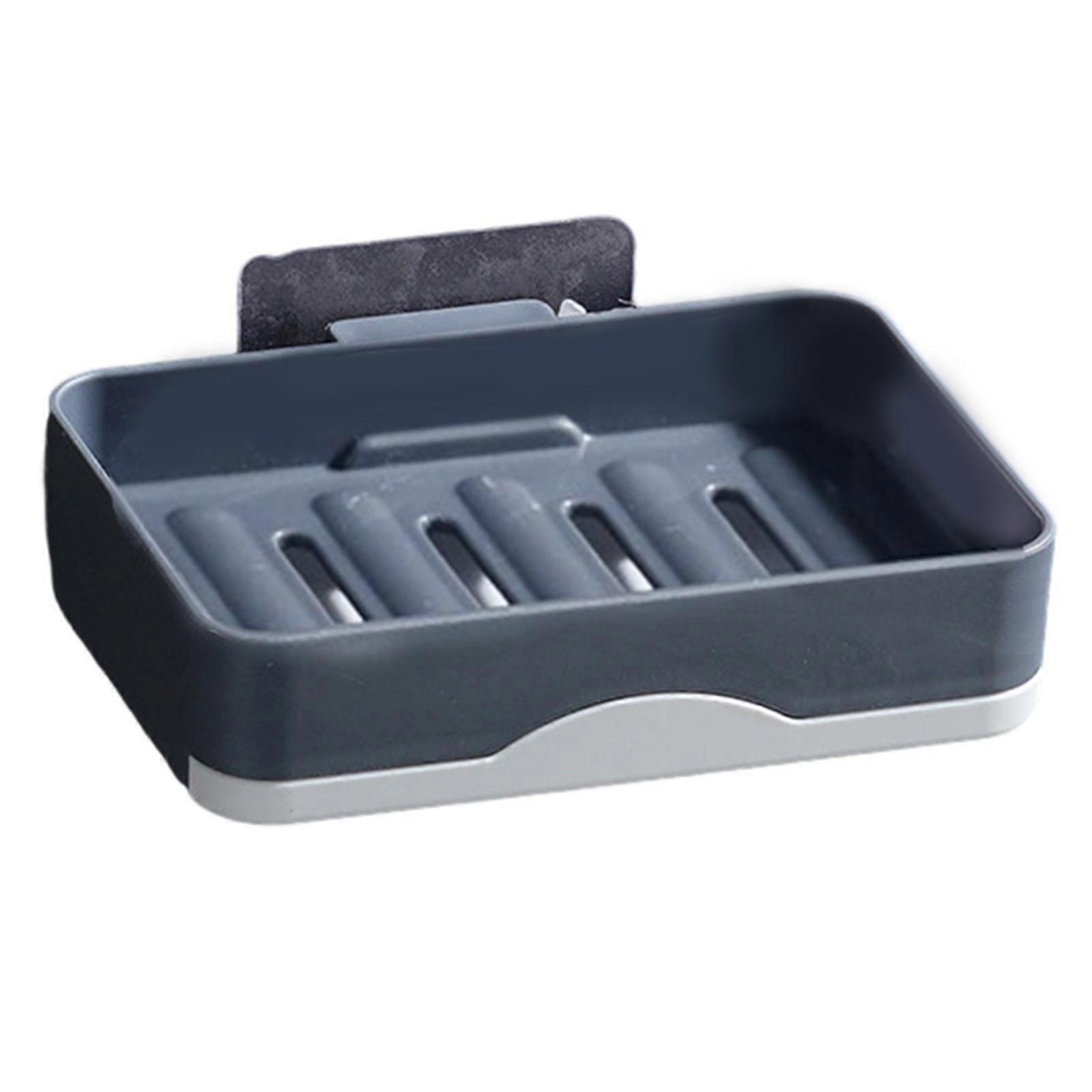 Soap 1-Layer Self-Adhesive Soap Dish Wall Mounted Rotatable Soap Box Storage For Bathroom Kitchen