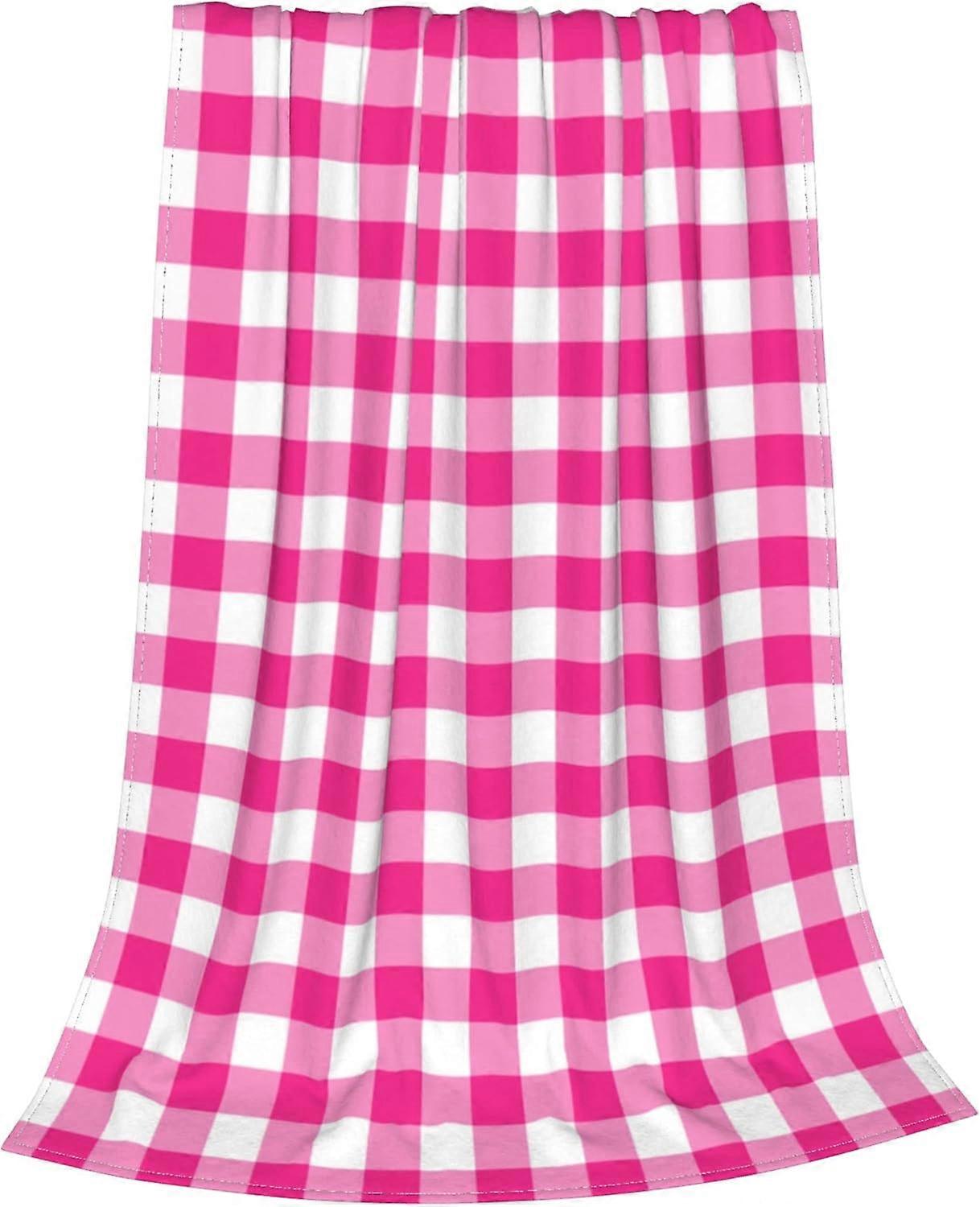 الجاموس منقوشة ديكور رمي رمي بطانية وردية وبيضاء ، بطانية سرير من الفانيلا ناعمة ومريحة خفيفة الوزن لأريكة كرسي غرفة المعيشة 30 × 40 بوصة