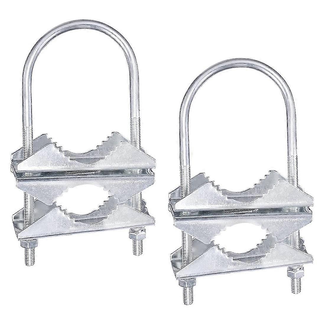 Double Antenna Mast Clamp V-Jaw Bracket U Bolts Pipe Mounting Hardware 2 Sets for WiFi Antenna, TV