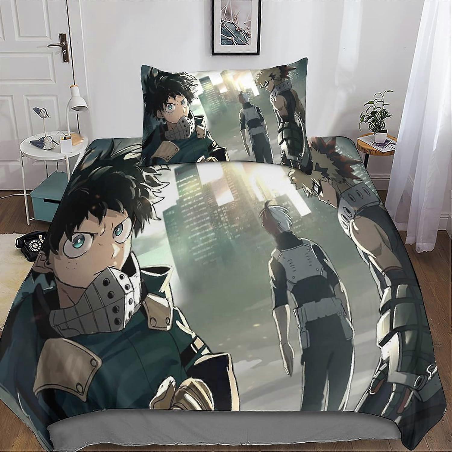 My Hero Academy Sängkläder Set Tryckt mönster Påslakan med örngott My Hero Academia Tryckt Microfiber Sängkläder, för vuxna Barn 135 * 200 CM