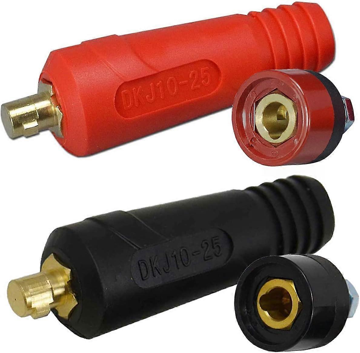 Welding Cable Panel Connector Socket Set for TIG Plug and Socket DKJ10-25 Quick Connect 2 Pairs (Black &amp; Red)
