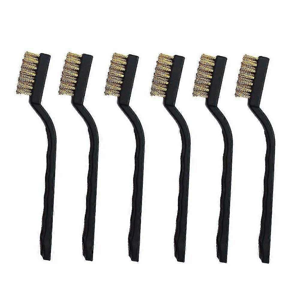 Mini Brass Wire Brush ,set For Cleaning Welding Slag And Rust,6 Pieces