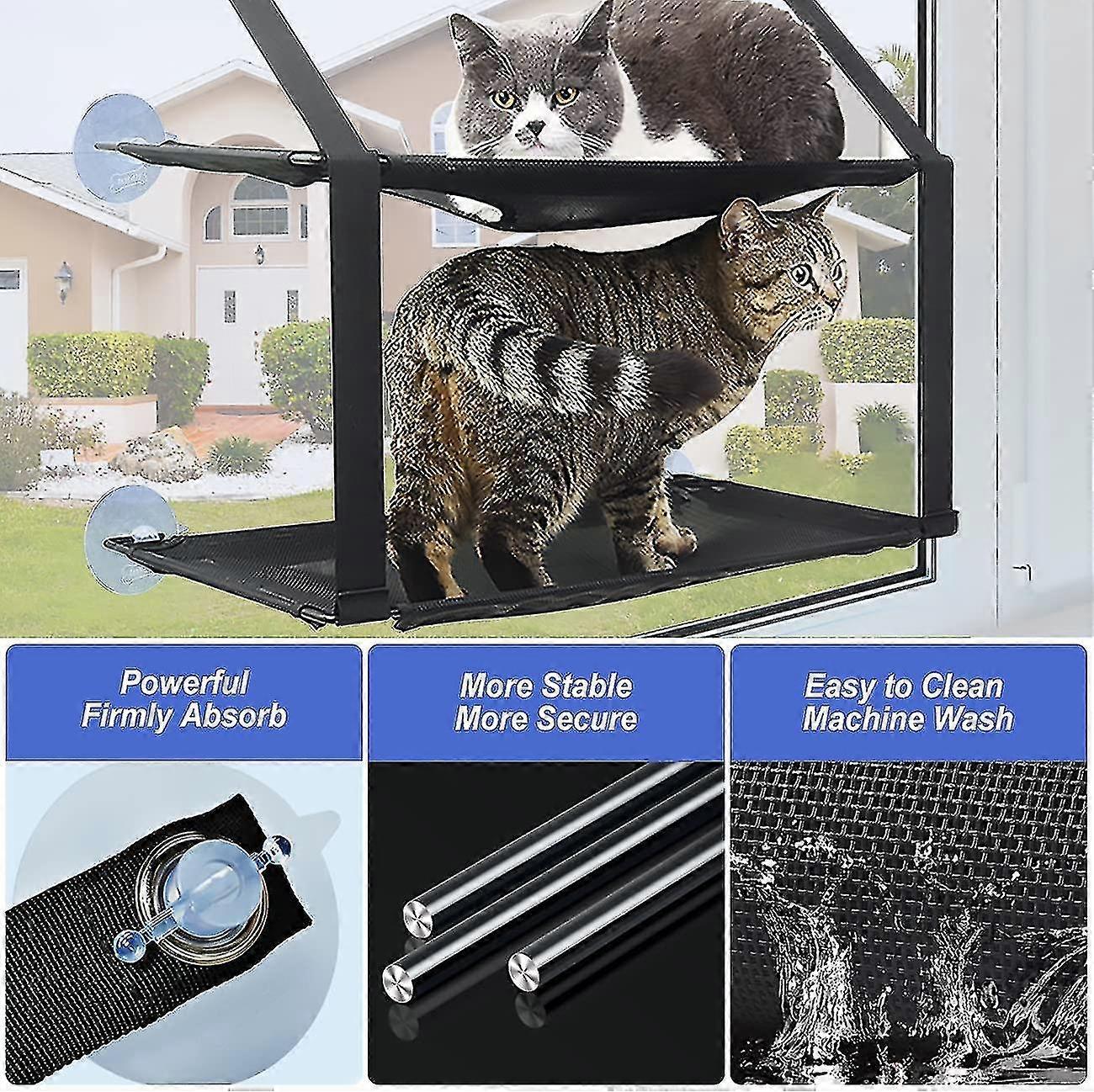 Hammock Windows Seat Cat Space Saving Window Mounted Cat Bed Durable Safety Cat Perch With Suctions Cups Suit For Large And Small Cat Size