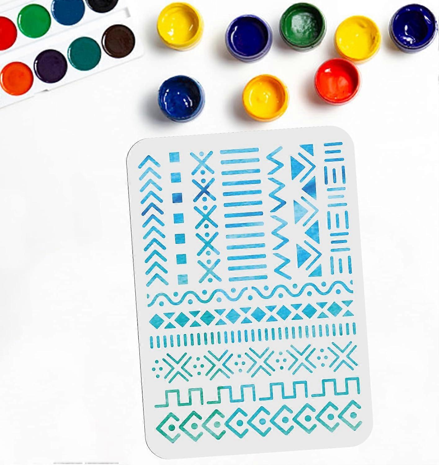 Indian Border Stencils Tribal Stencils Mandala Stencils 8.311.7 Inch Reusable Boho Geometric Painting Template on Wood Wall Tile Canvas Paper Fabric a