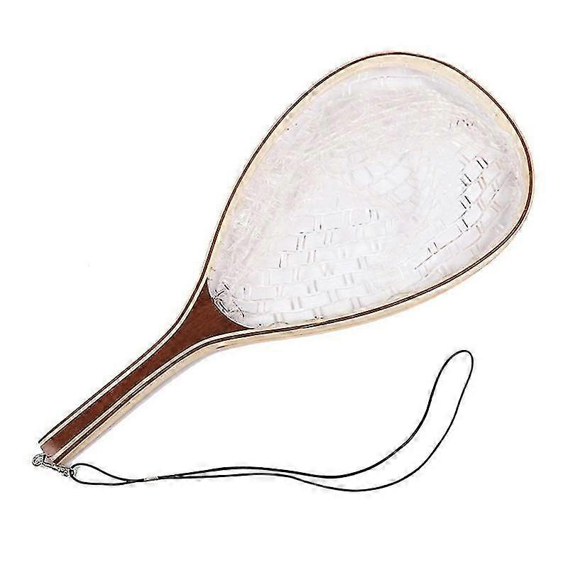 Fly Fishing Landing Net Trout Fishing Net, Soft Rubber Catch and Release Fish Net with Wooden Handle Frame