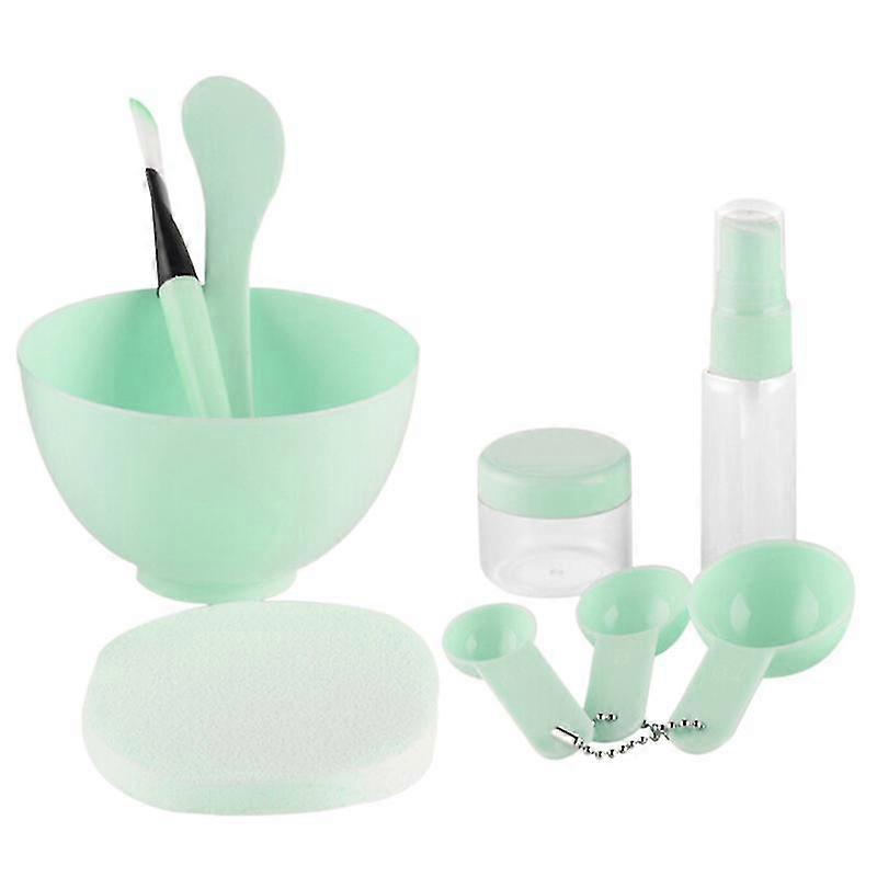 9pcs diy facial mask facemask mixing tool with big volume mask bowl spatula brush spray bottle puff soaking bottle gauges (green)